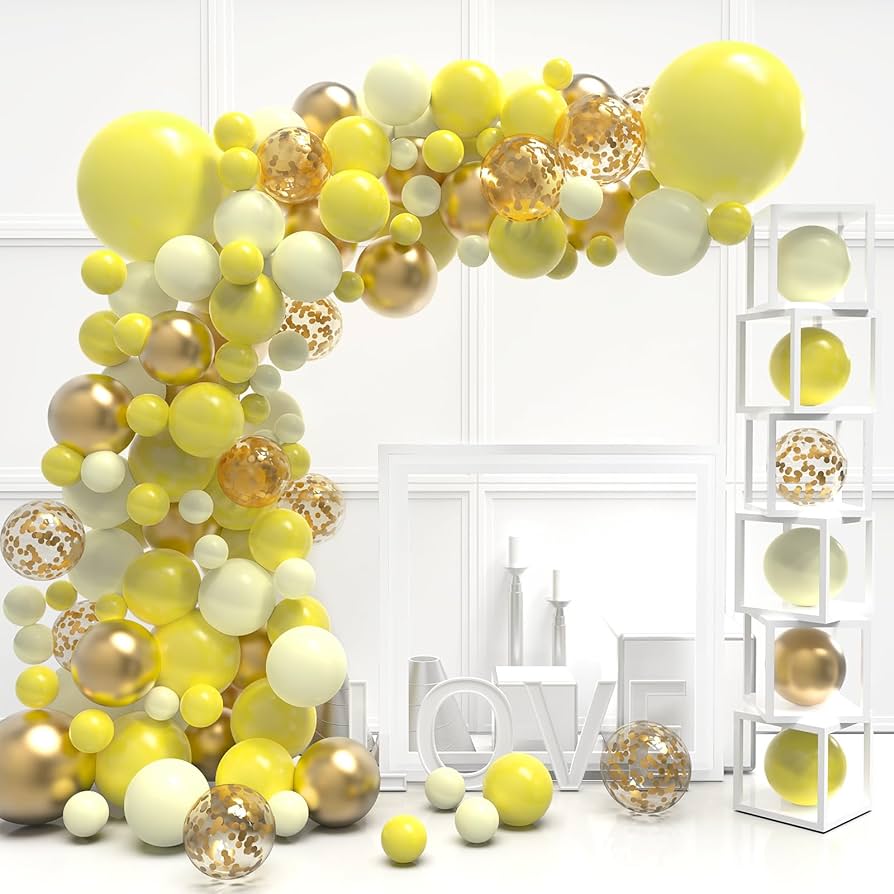 ideias decoração festa amarelo branco dourado