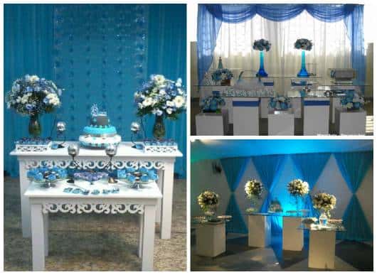 ideias decoração festa azul e branco simples