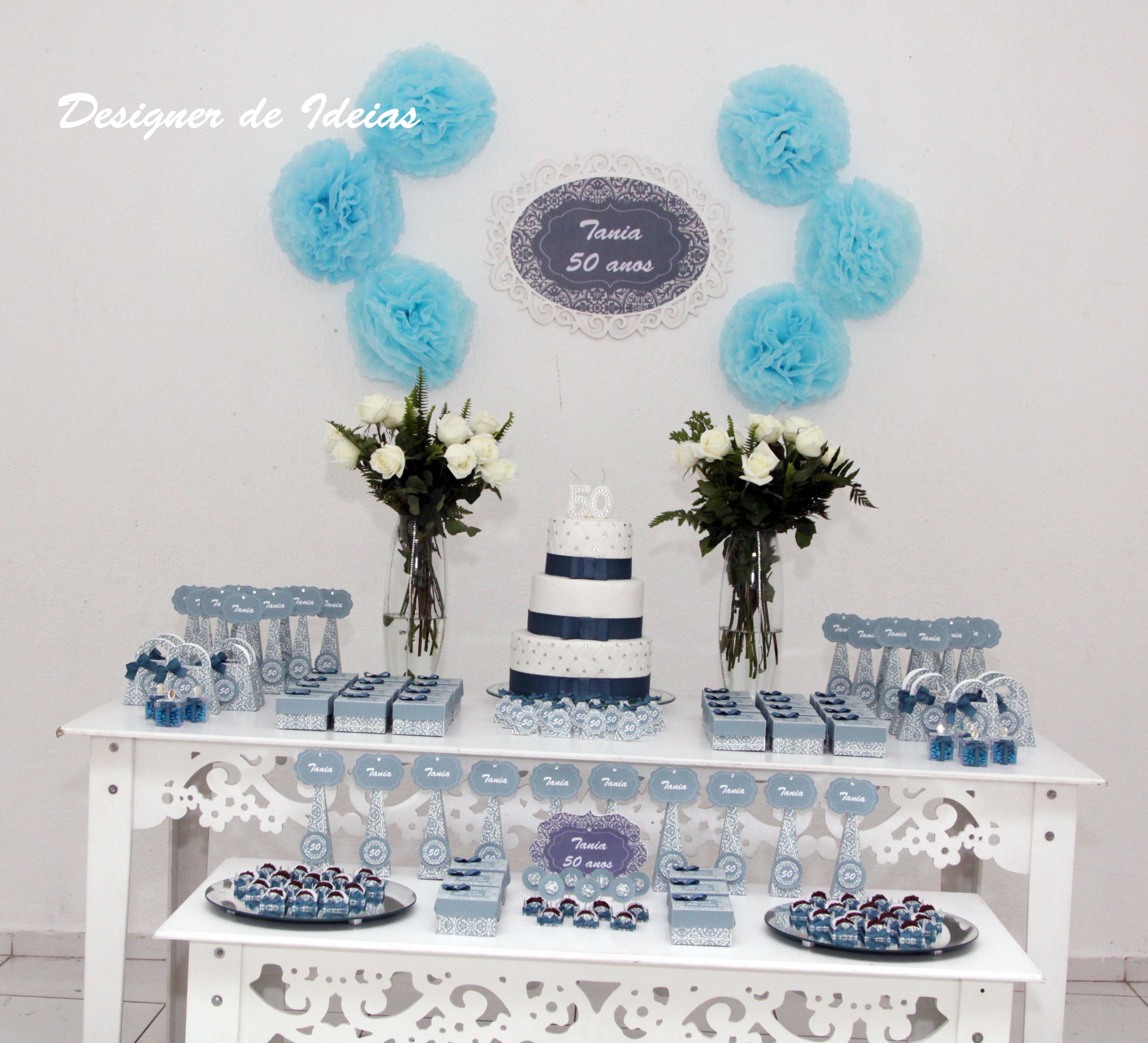 decoração festa azul e branco vs outras cores