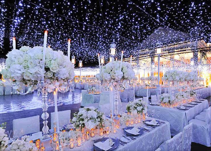 quanto custa decoração festa azul e branco simples