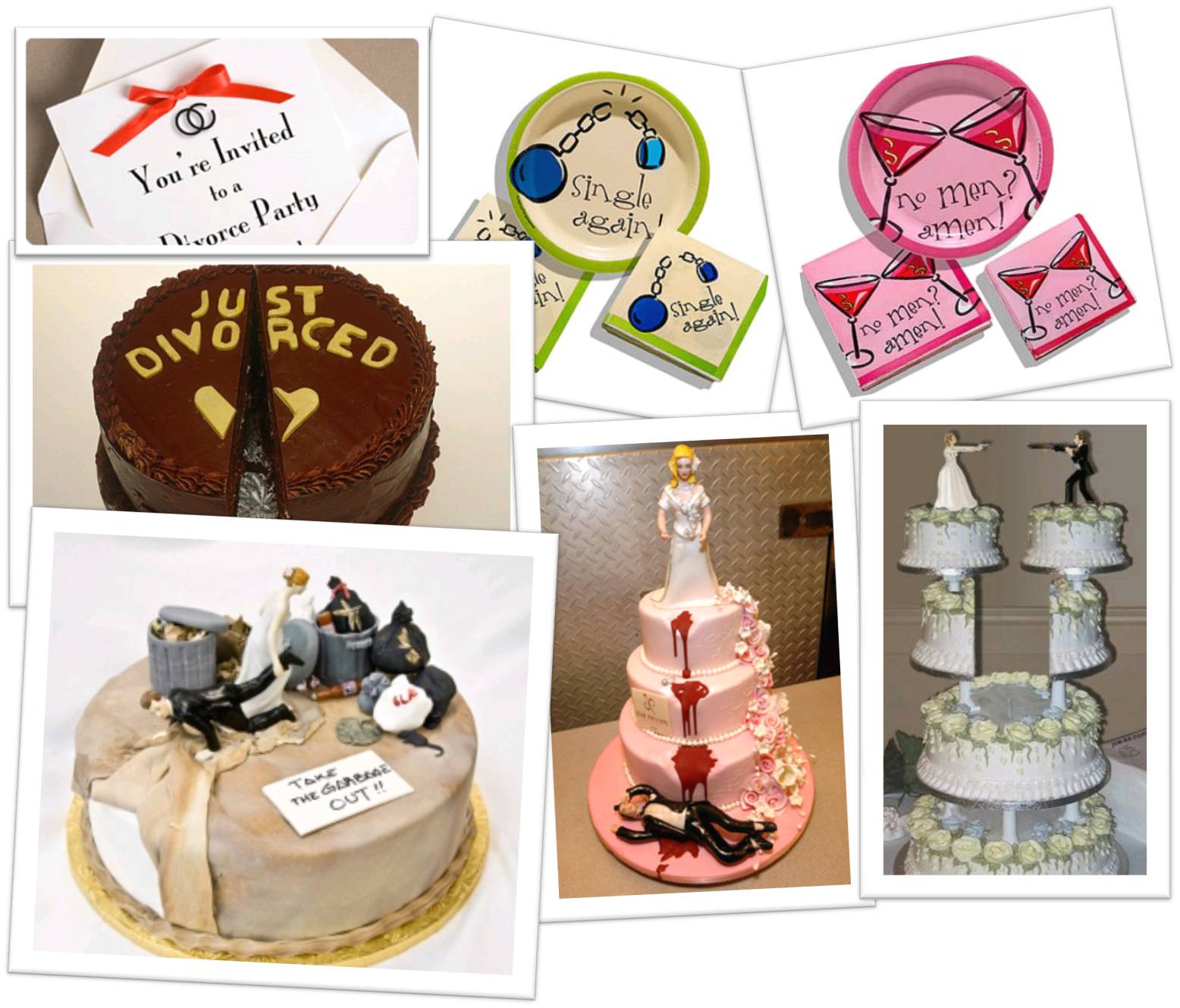 decoração festa divórcio versus casamento