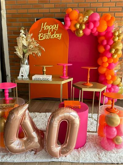 decoração festa minimalista laranja