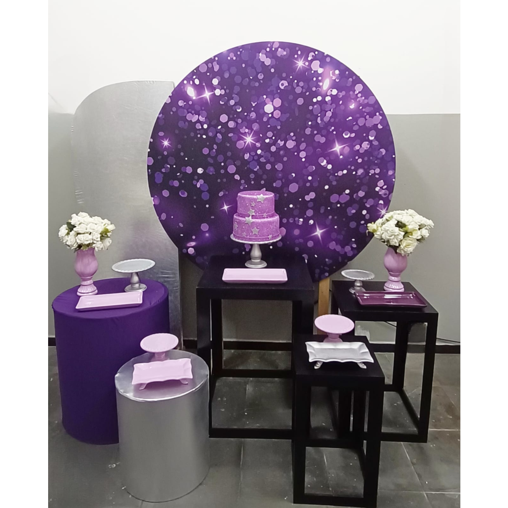 mesa principal lilás e roxo