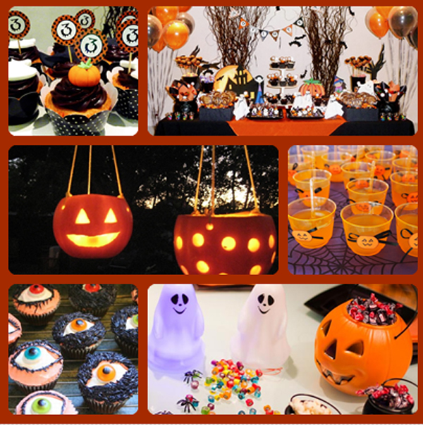 Decoração de teto com papel crepom halloween
