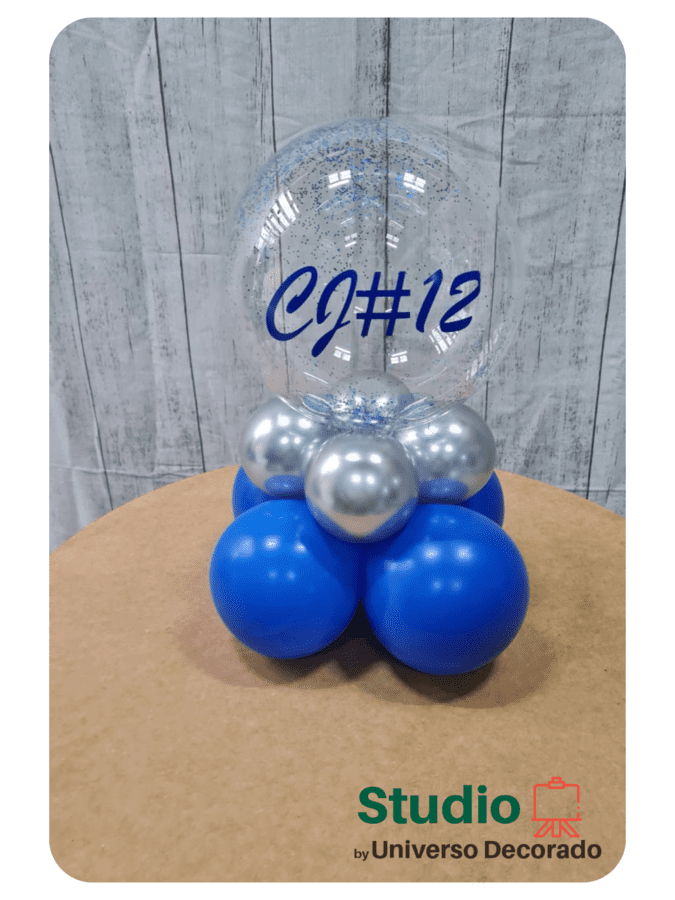 arranjo de mesa com balão bubble
