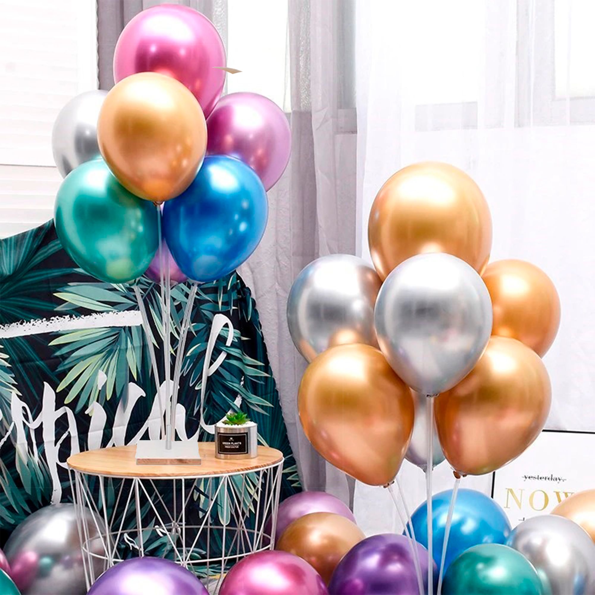 arranjo de mesa com balão bubble