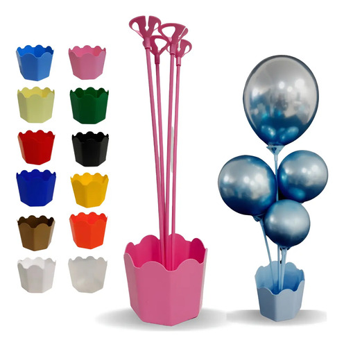 centro de mesa com balão e flores