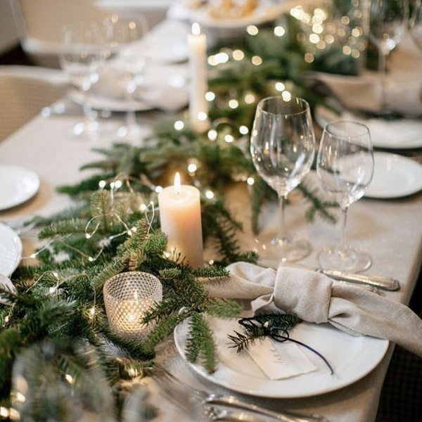 ideias de centro de mesa com festão para natal