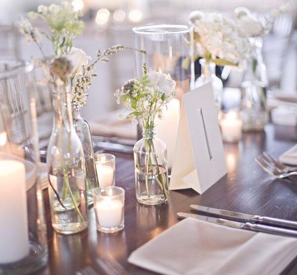 decoração de mesa de casamento elegante e barata
