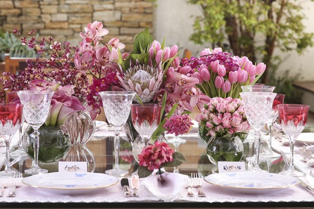 decoração mesa almoço dia das mães