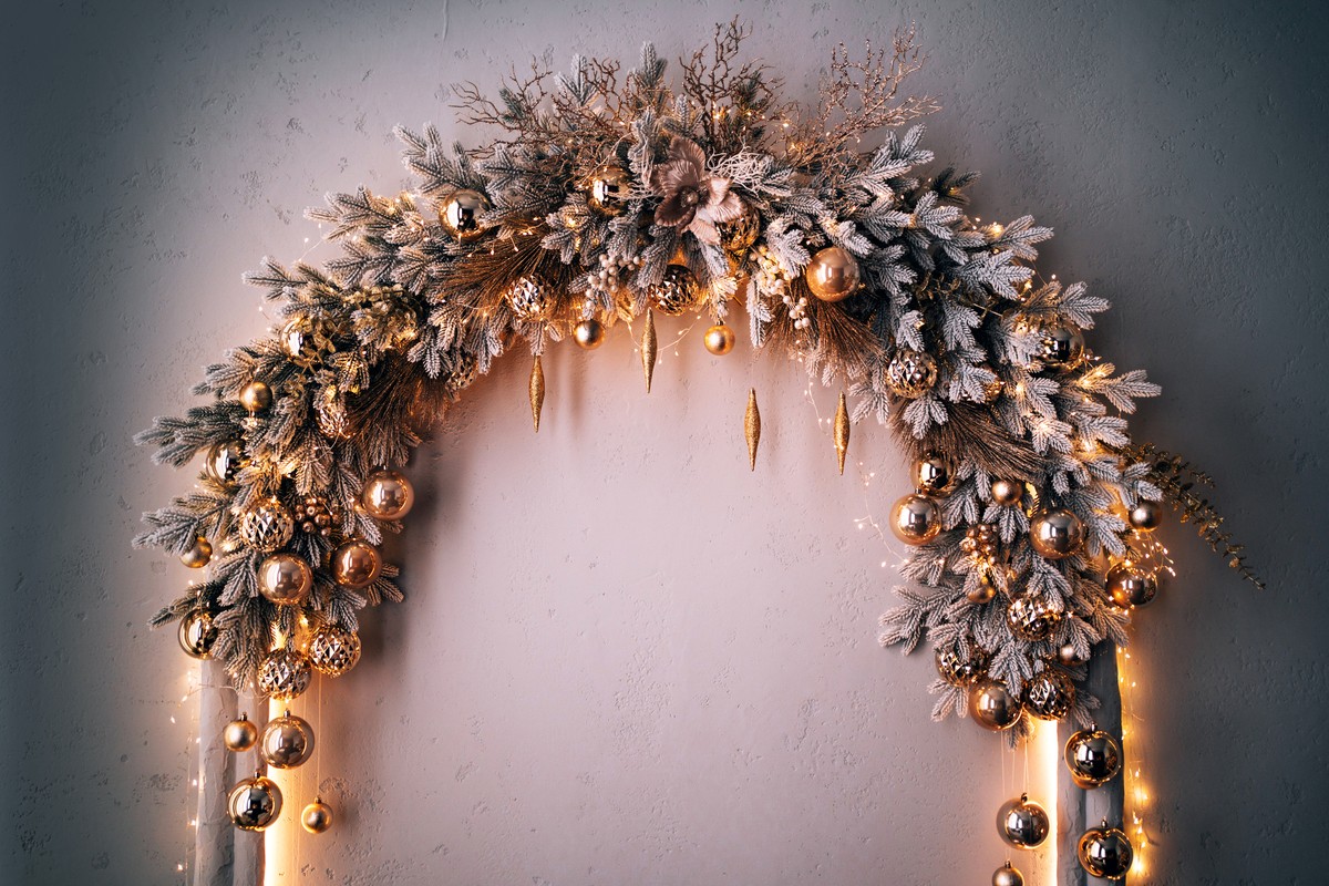 painel de natal com tema floresta encantada