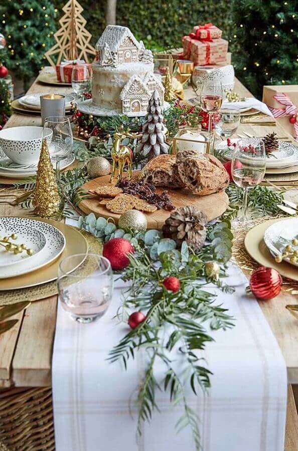 decoração de natal com festao