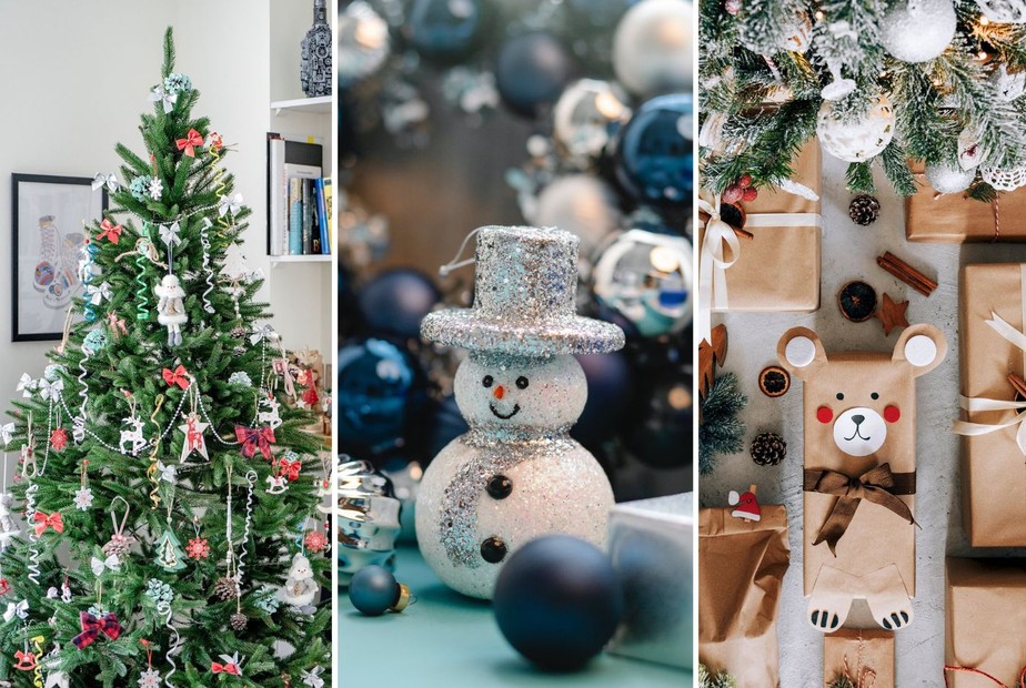 decoração de natal com festao
