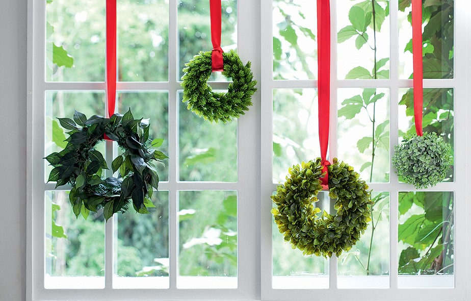decoração de vitrine de salão para o natal