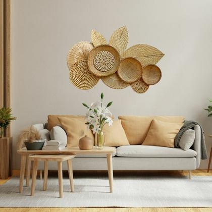 decoração de palha na parede