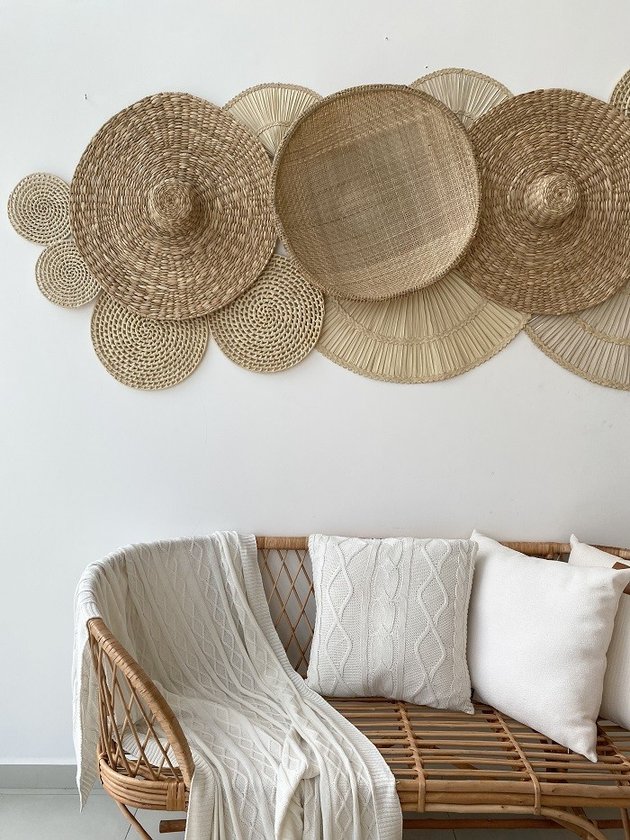 decoração de palha na parede barata onde comprar