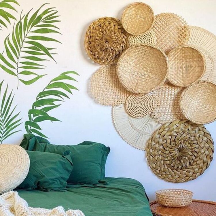 decoração de palha na parede barata onde comprar