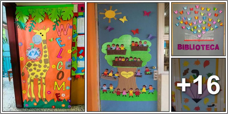 decoração de porta educação infantil primavera