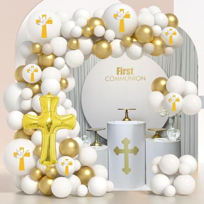 inspiração decoração primeira eucaristia com balões