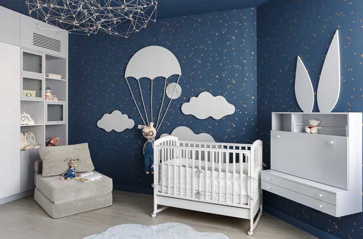 ideias de decoração quarto de bebê menino safári moderno