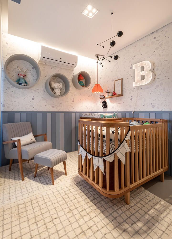 ideias de decoração quarto de bebê menino safári moderno