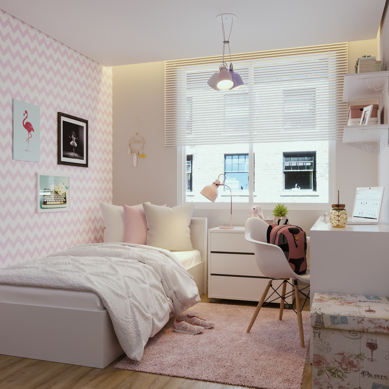 quarto feminino moderno simples