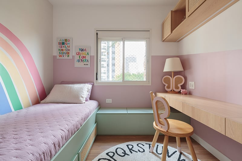 decoração quarto infantil pequeno com móveis planejados baratos