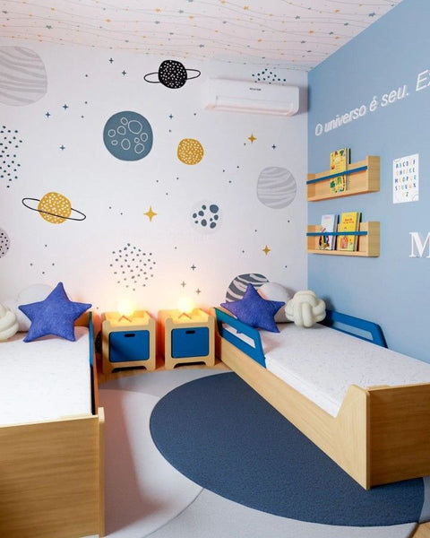 decoração quarto infantil pequeno com móveis planejados baratos