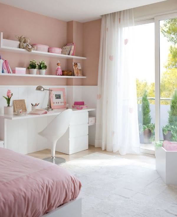 quarto menina cinza e rosa