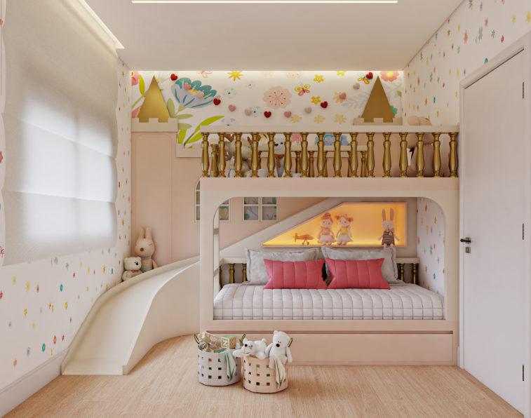 decoração quarto pequeno com beliche casal