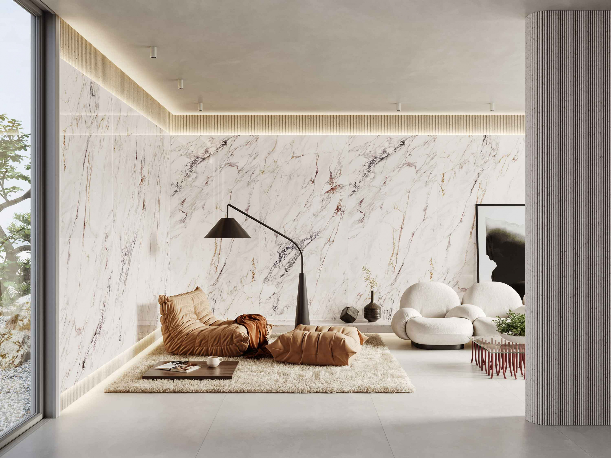 decoração de sala com ceramica na parede