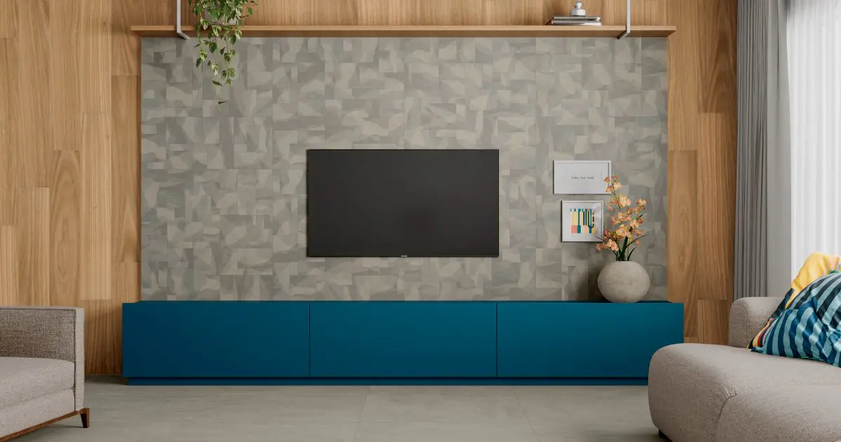 cerâmica 3d para painel de tv em sala pequena