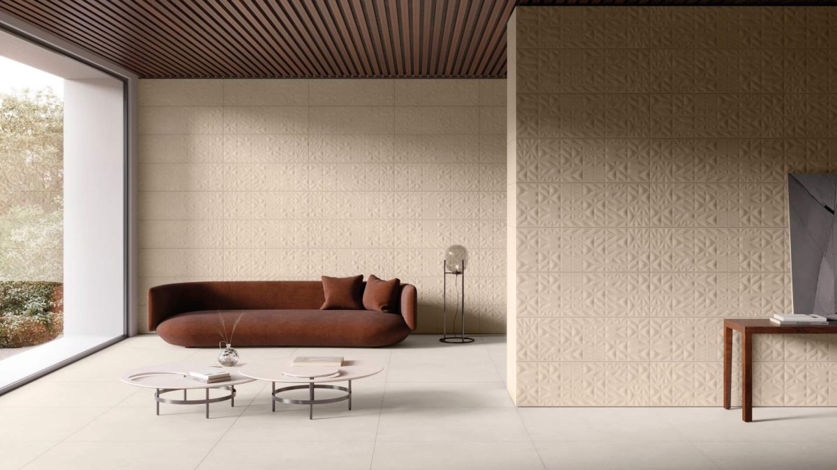 decoração de sala com ceramica na parede