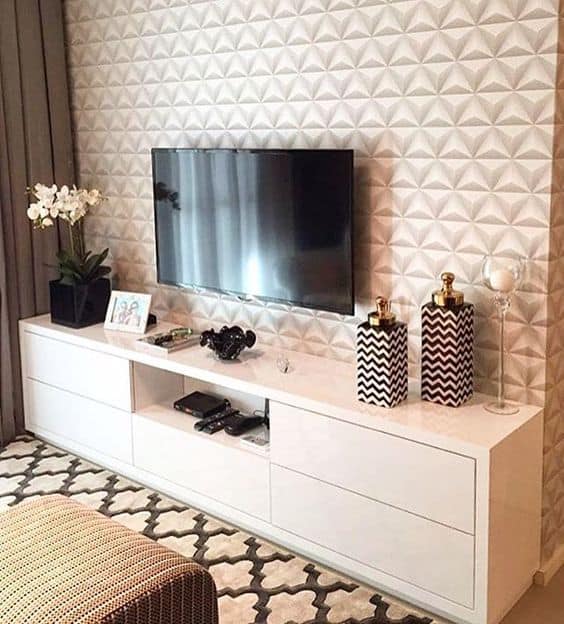 ideias decoração sala cerâmica parede