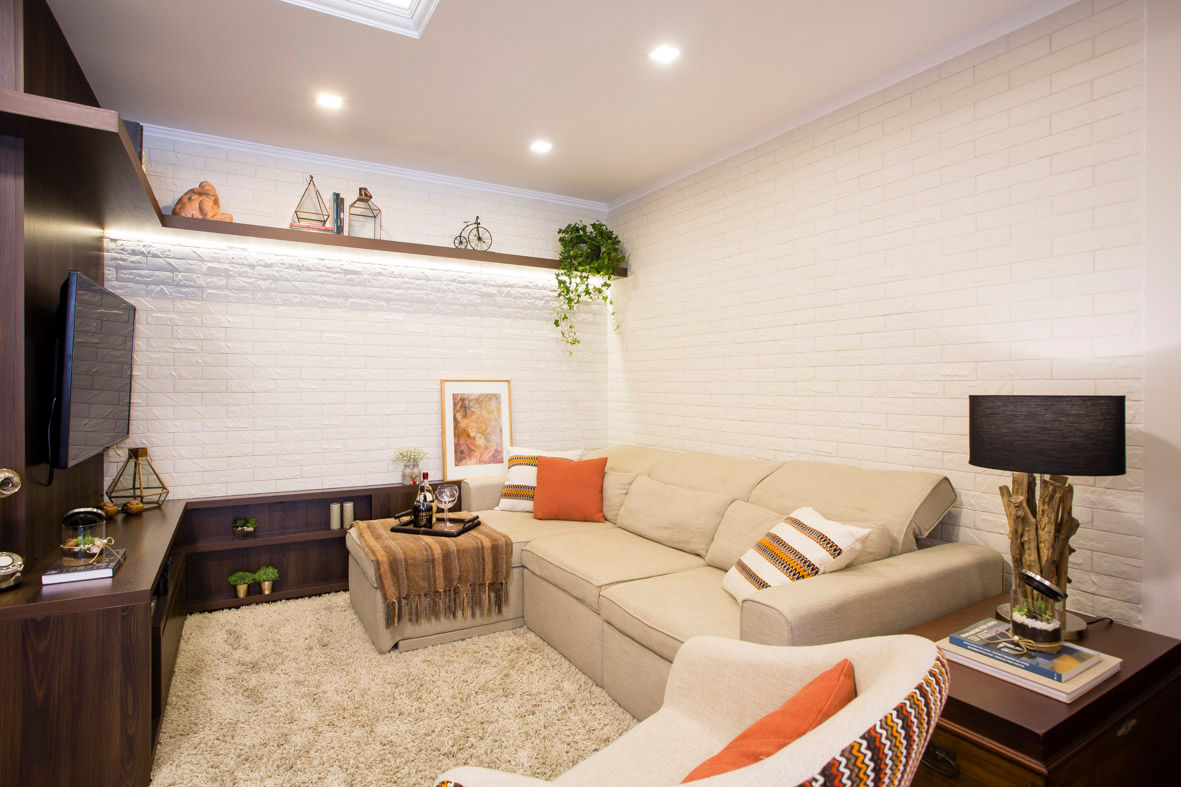 decoração de sala com ceramica na parede