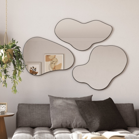decoração de sala com espelho na parede