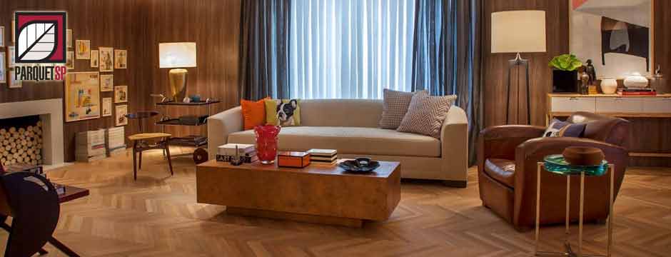 ideias decoração sala piso taco