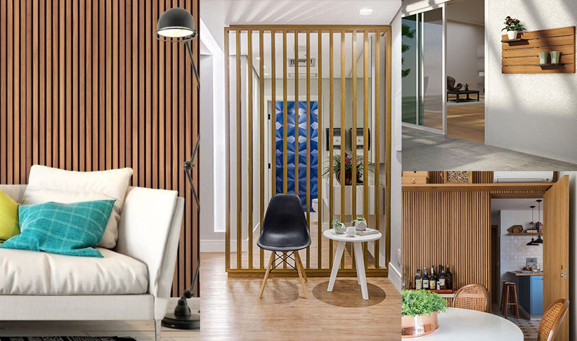 ideias decoração sala ripado madeira