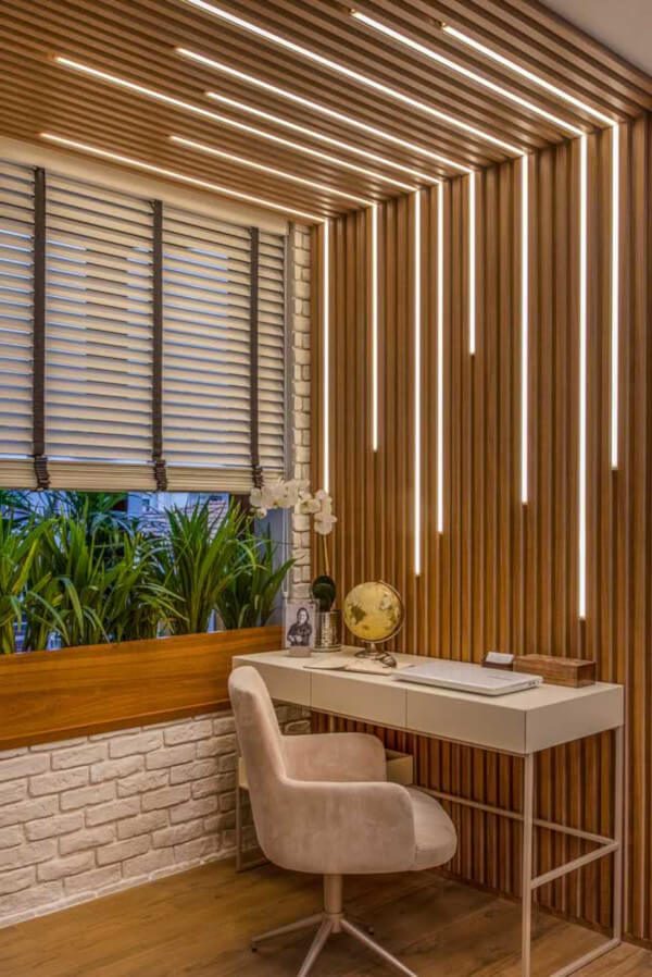 ideias decoração sala ripado madeira