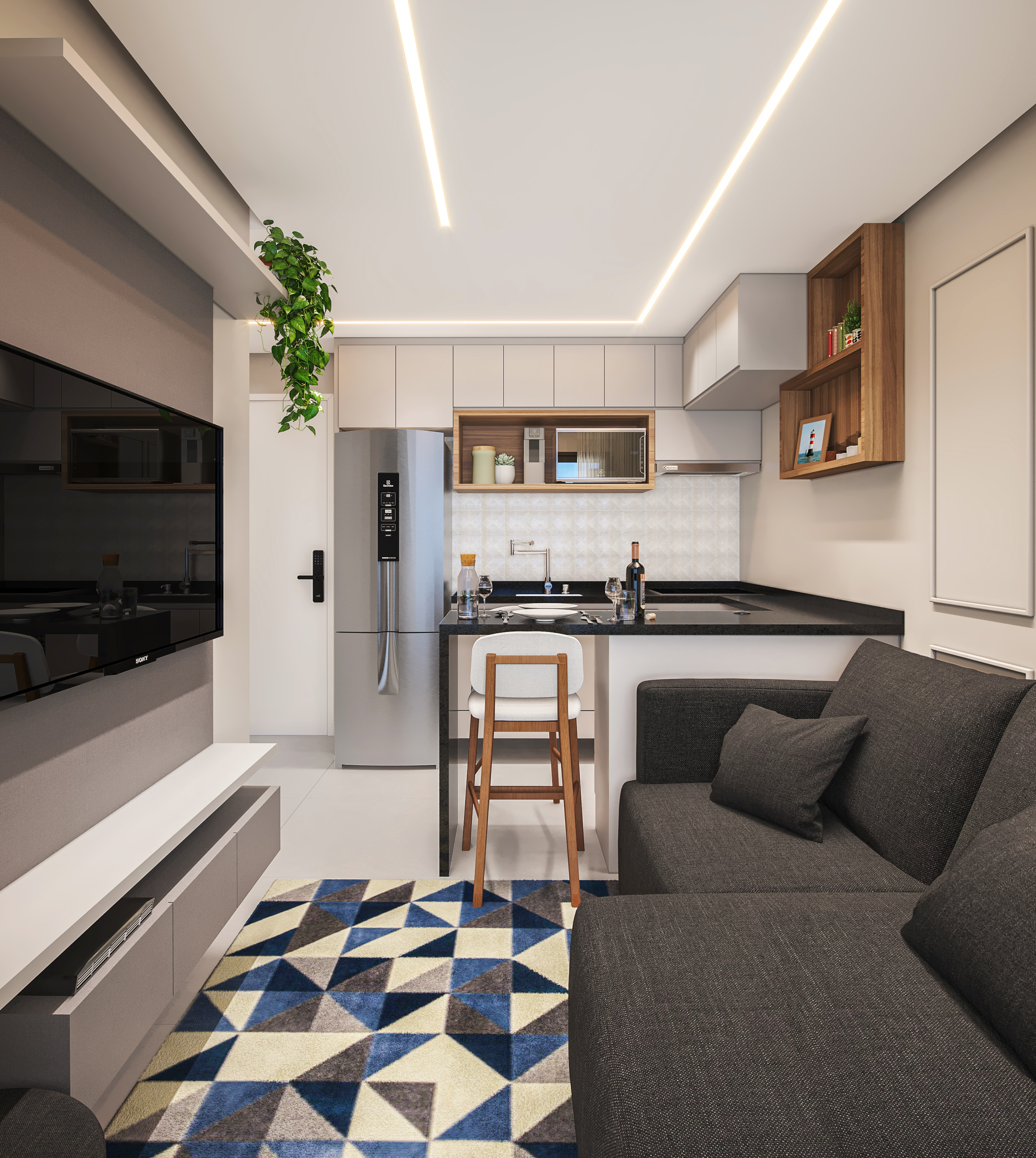 como usar espelhos para ampliar sala de apartamento pequeno