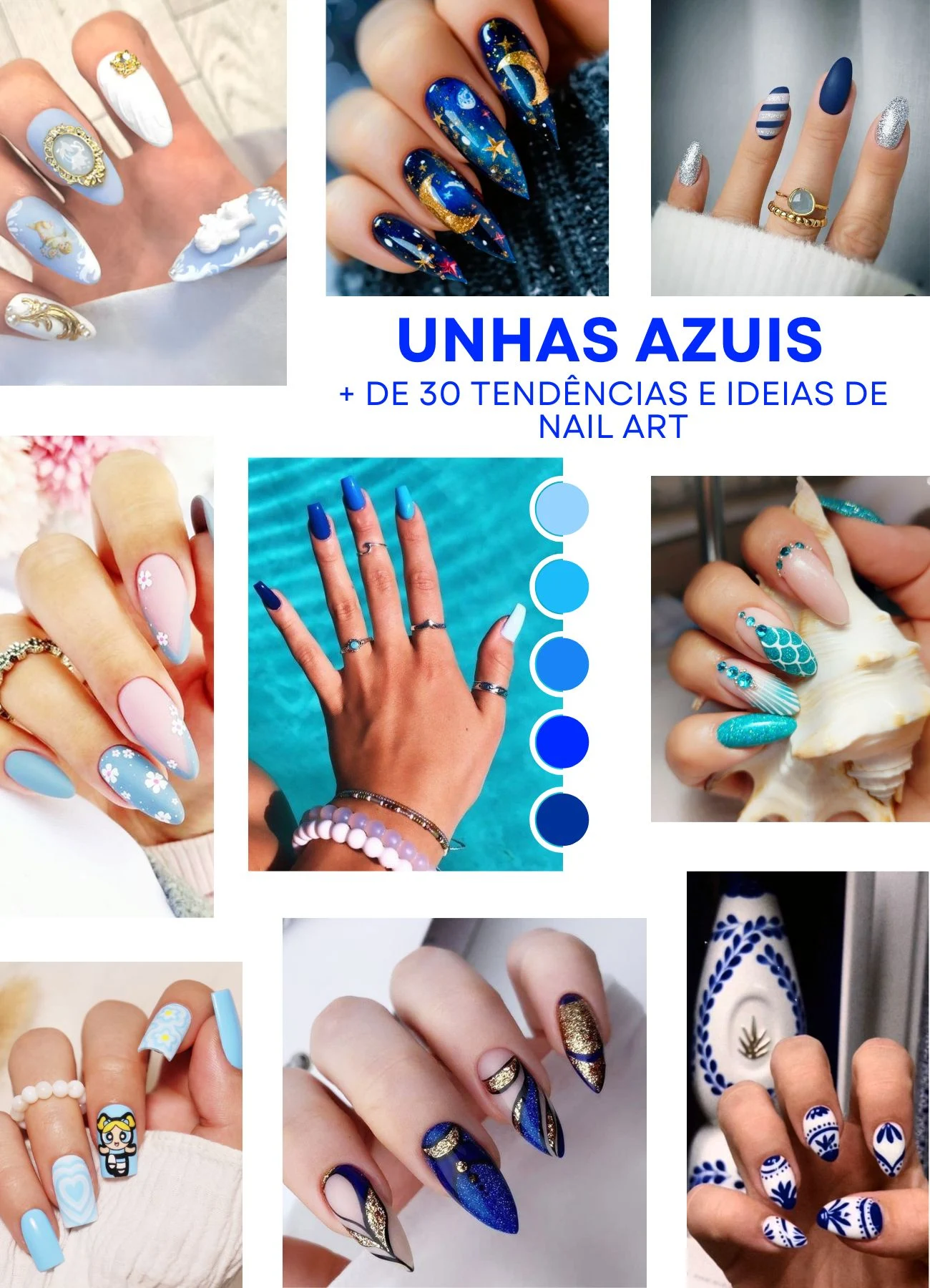 unha stiletto azul