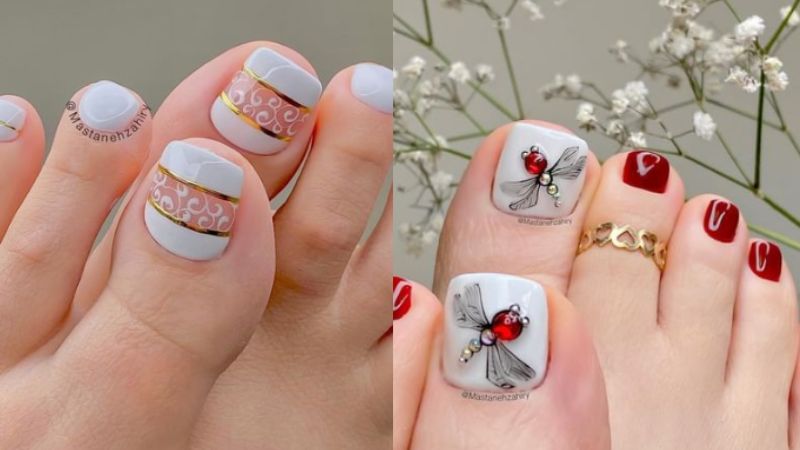 unhas do pé com pedrarias