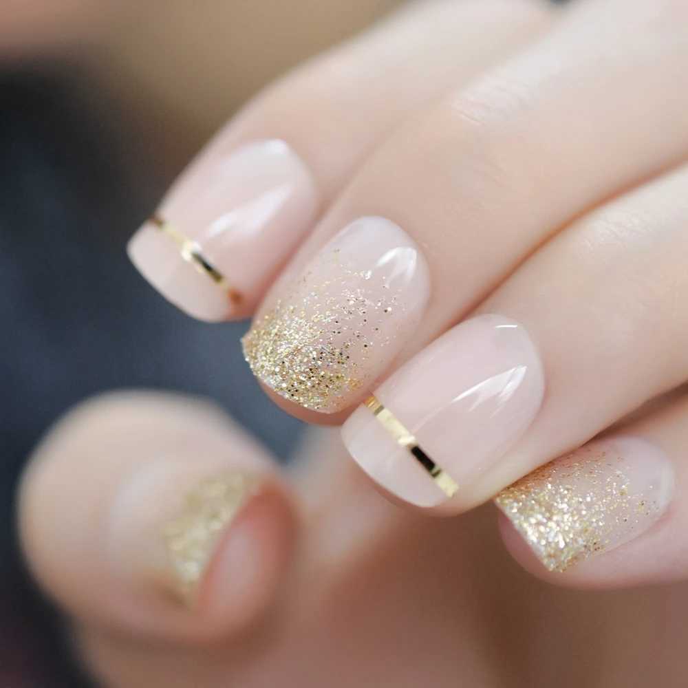 unha gel encapsulada com glitter fino