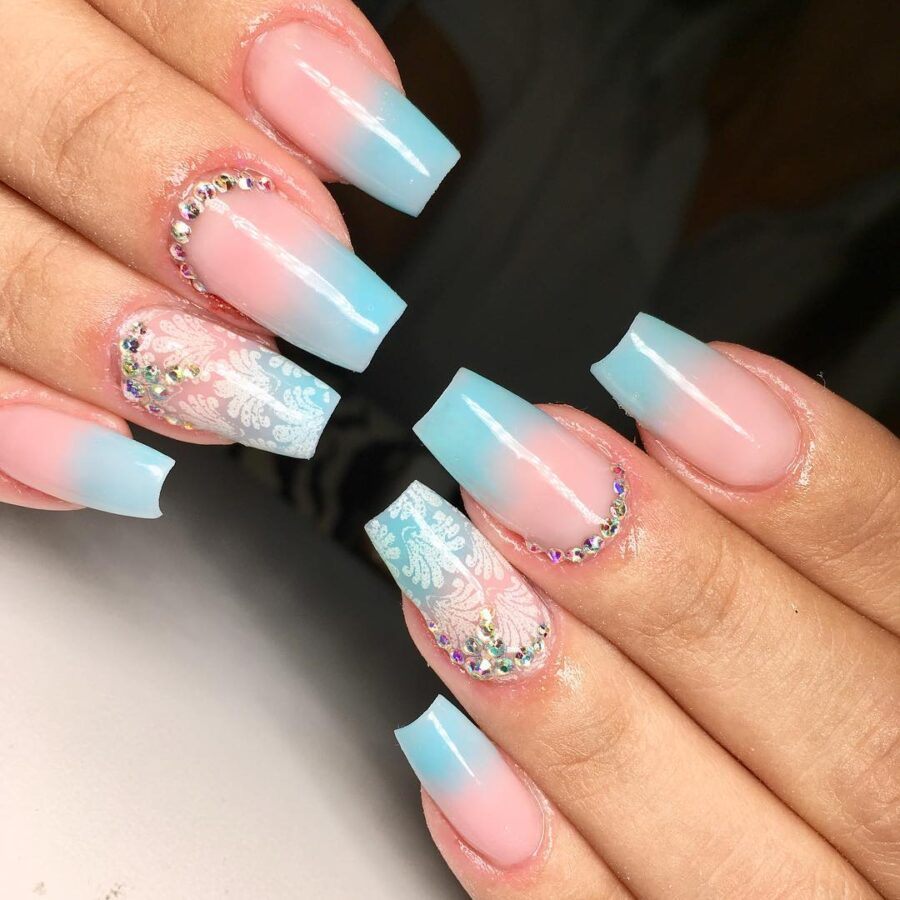 unha gel tips francesinha colorida