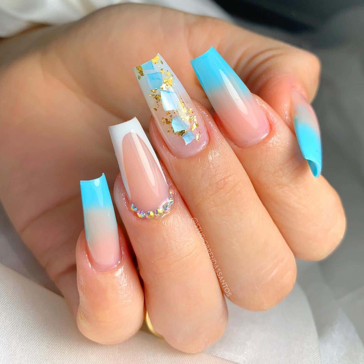 unha gel na tips decoração simples