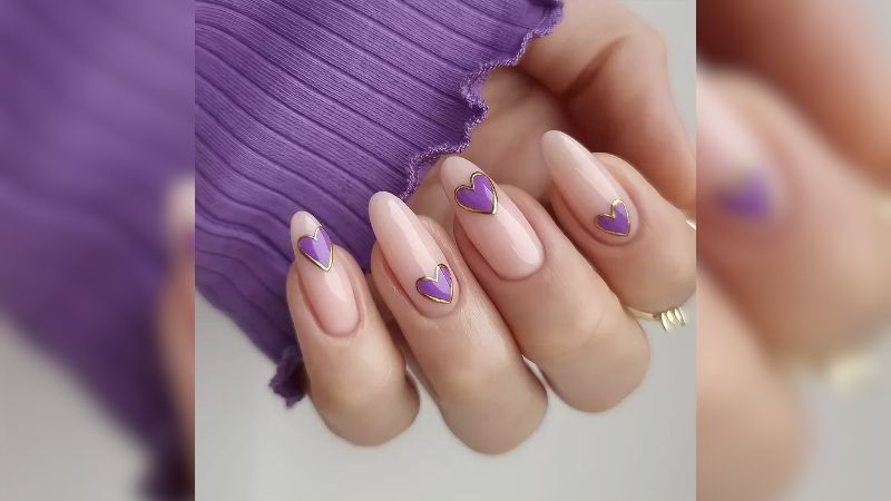 unha lilás stiletto