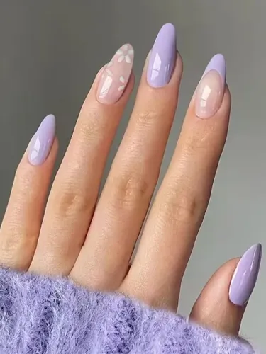 unha lilás com glitter