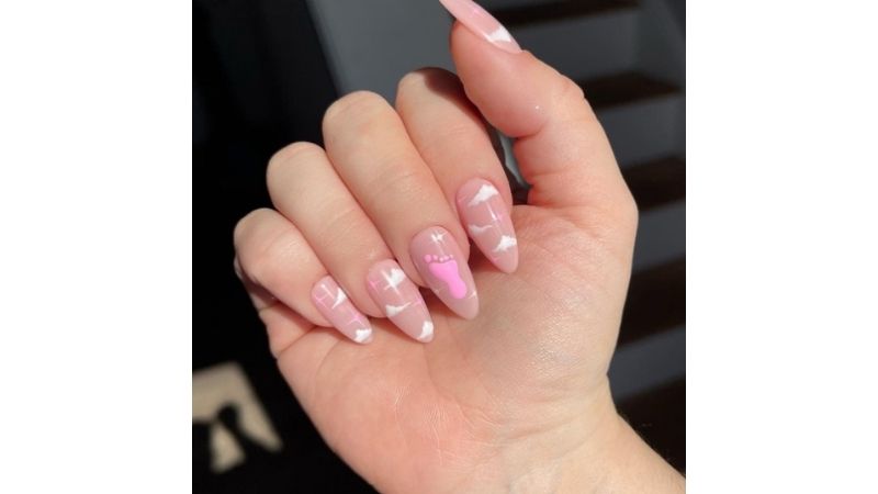 decoração de unha para chá revelação