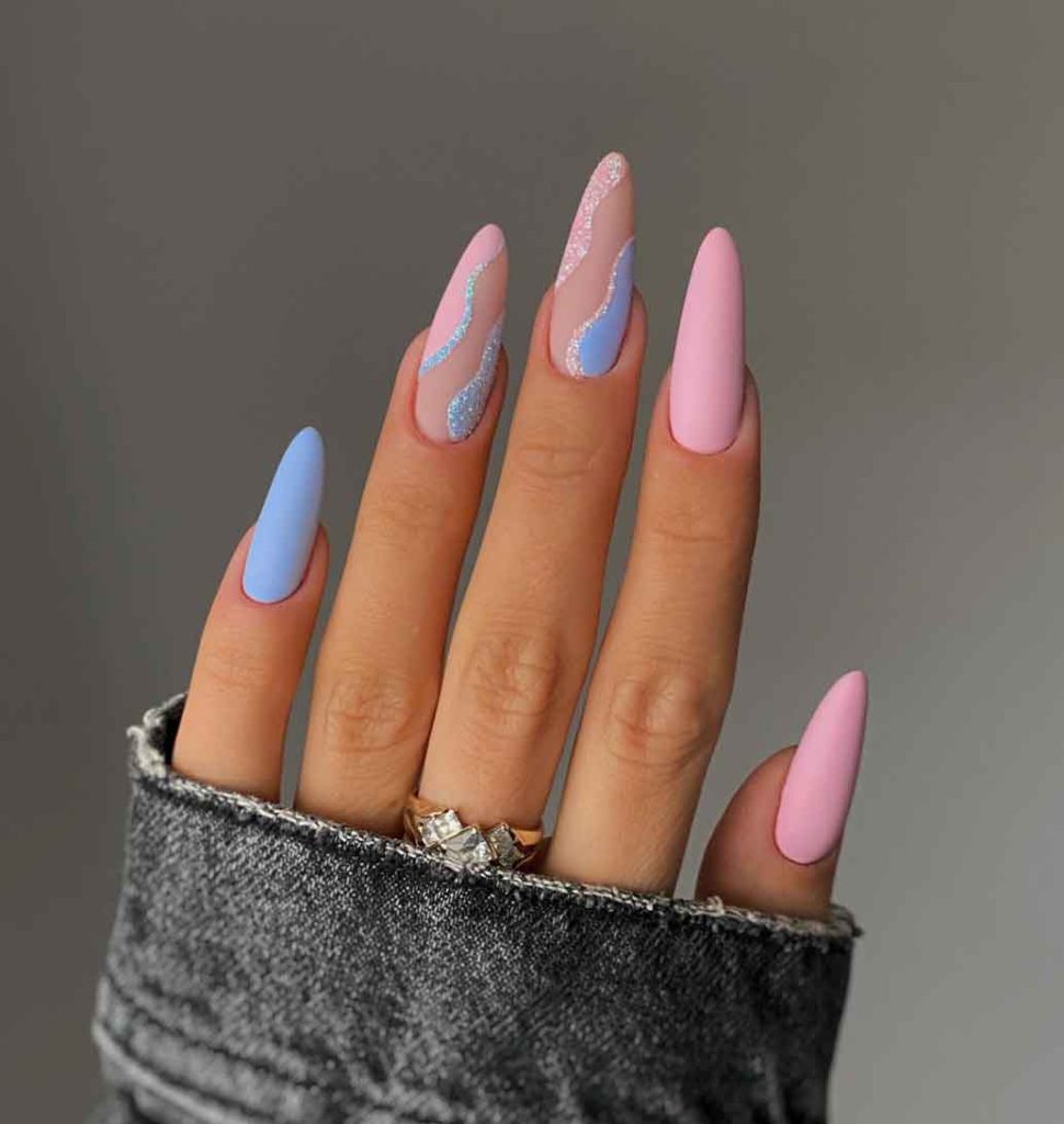 decoração de unhas azul