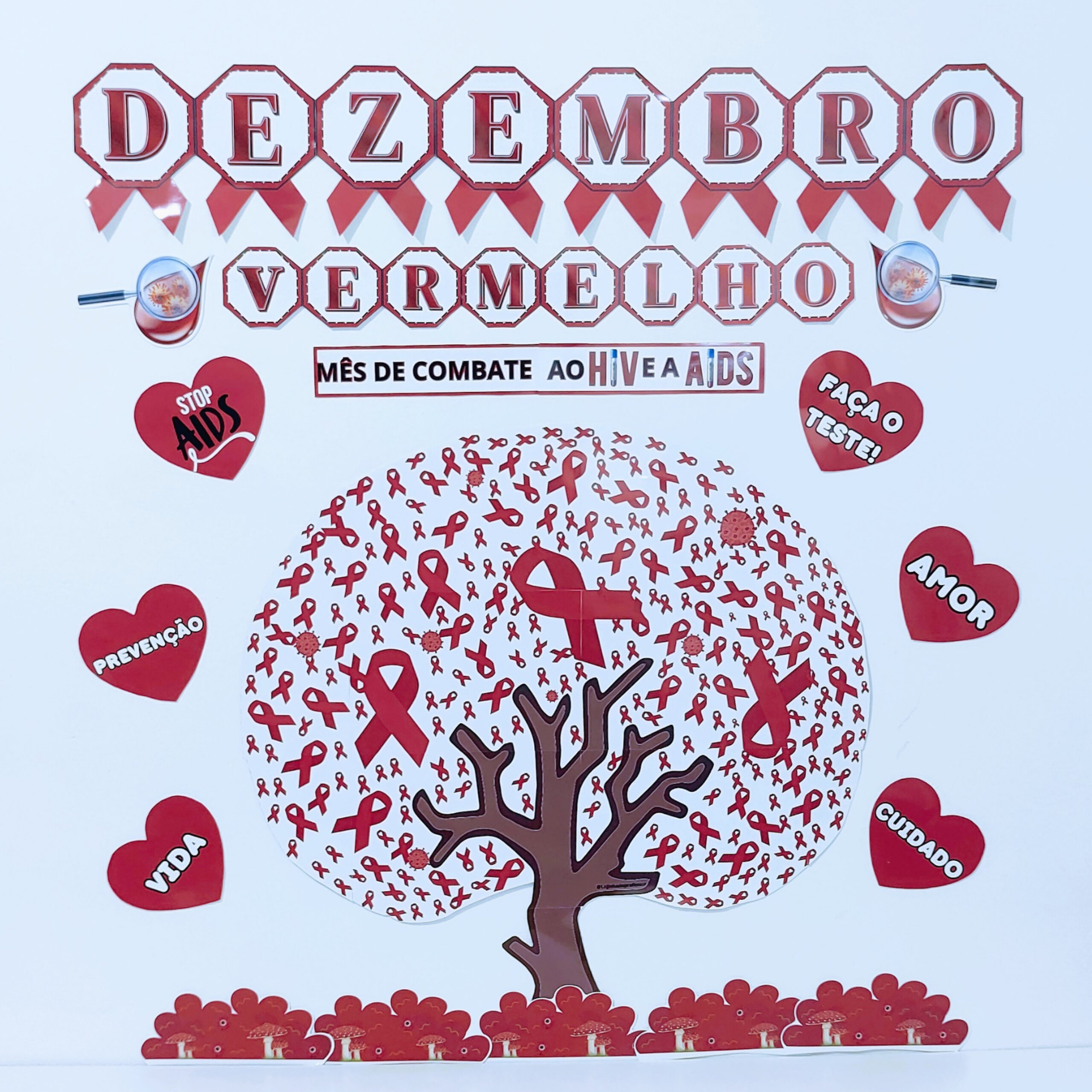 ideias de painel dezembro vermelho para unidade básica de saúde